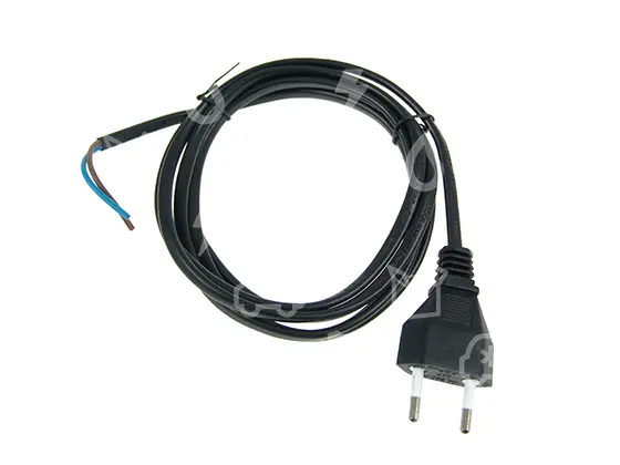 flexošňůra přívodní, PVC, L = 2 m, 2x0,75 mm2, černá, přímá vidlice